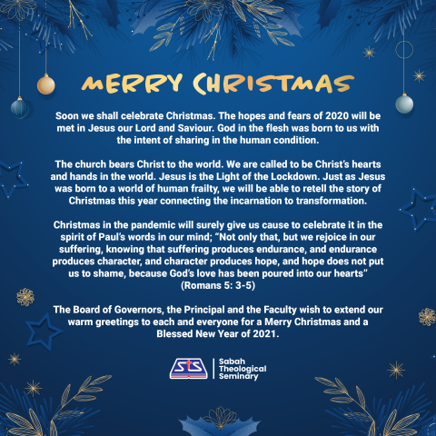 Merry Christmas and a Blessed New Year of 2021 - Sabah Theological Seminary